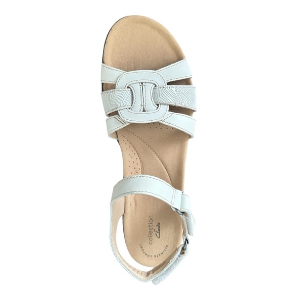 Clark’s Collection women’s Leather Laurieann white leather Velcro sandal Sz 9 N - Picture 2 of 6